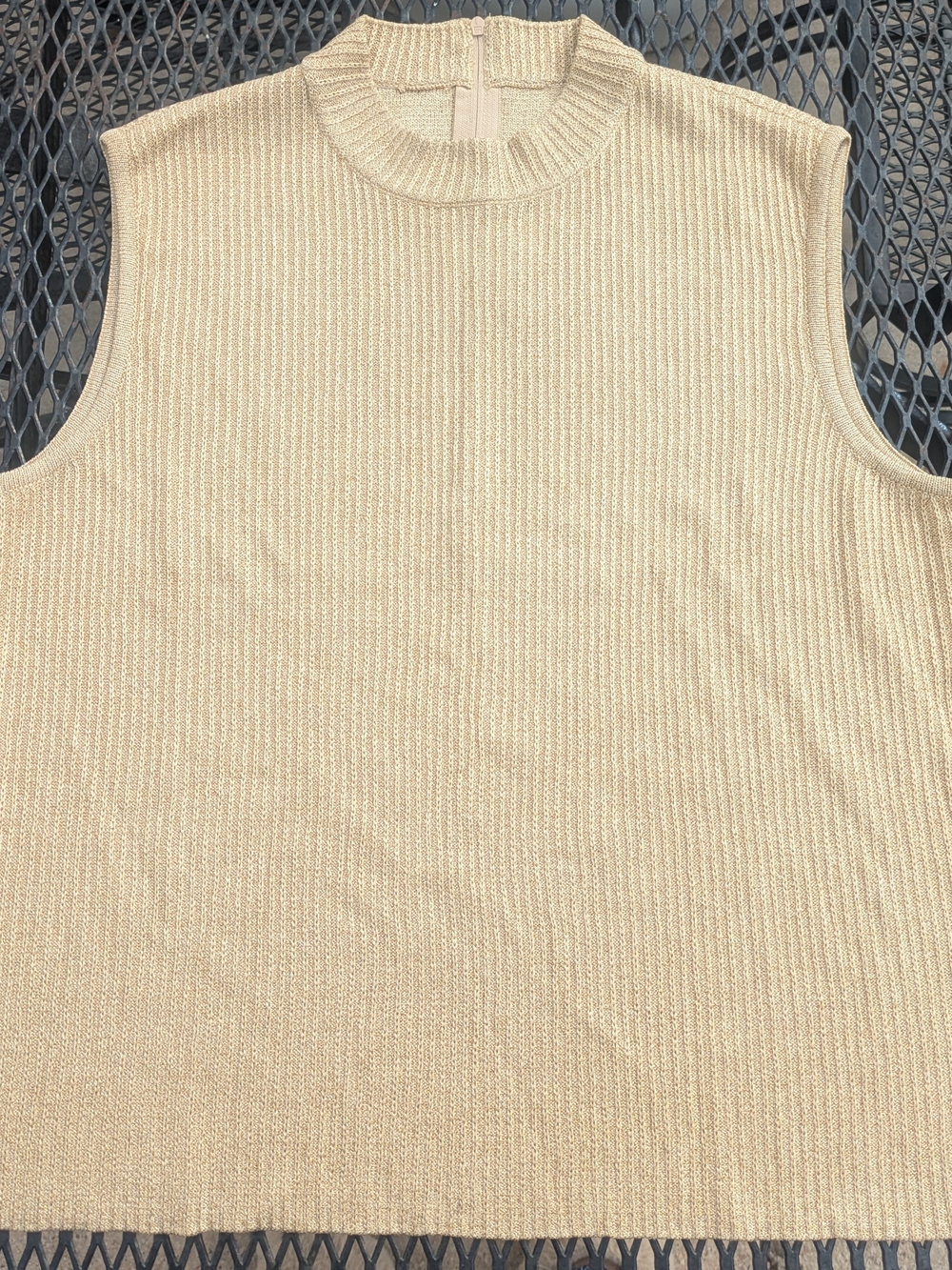 Gold Ribbed Sleeveless Women's Sweater